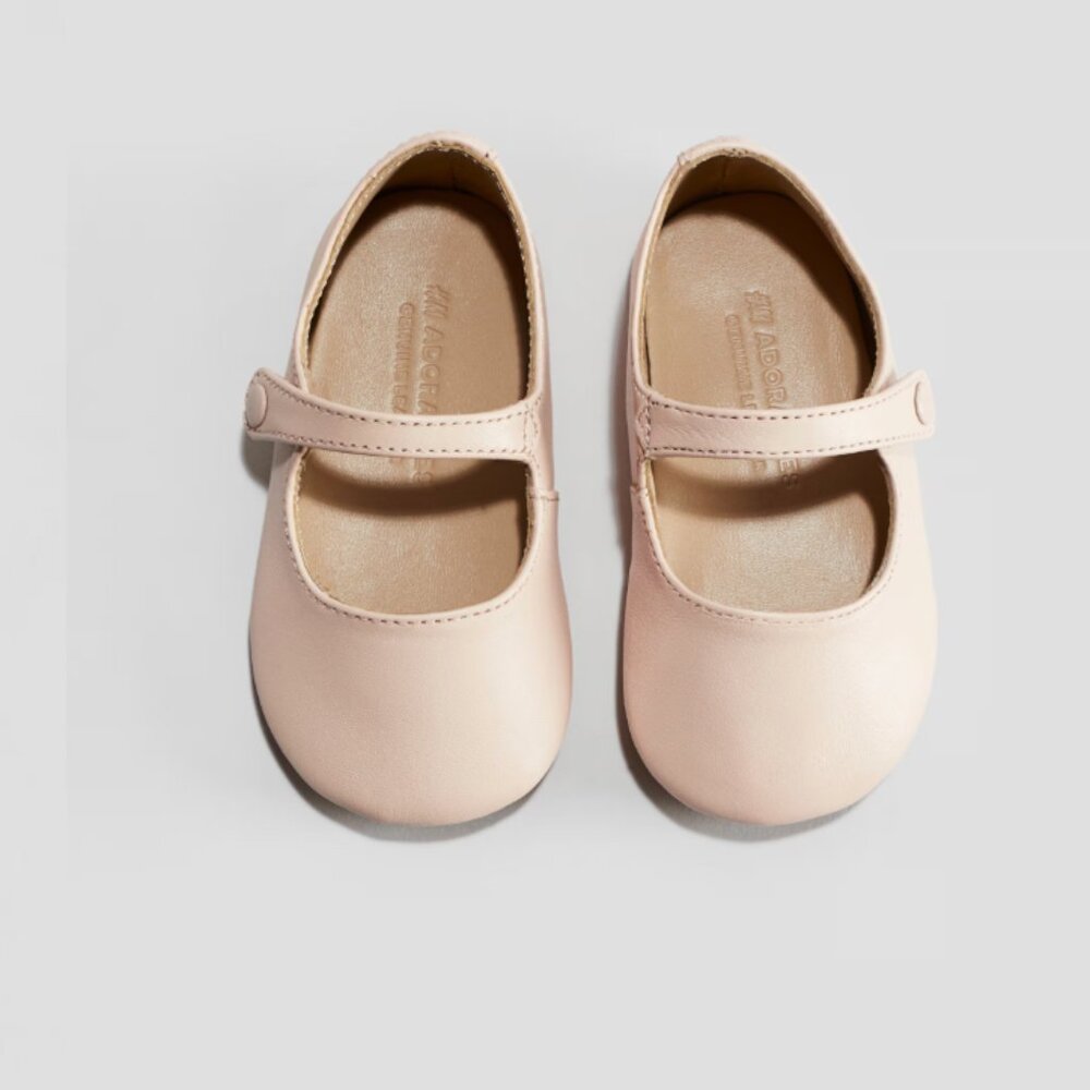 H&M Genuine Leather Pink Baby Mary Jane Shoes NWT